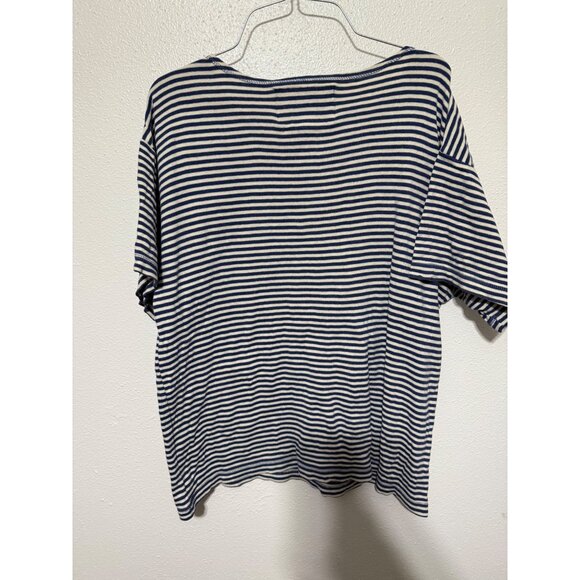 Red Ridge Mountain Outfitters Top Blue White Stripe with American Flag L - Picture 2 of 4